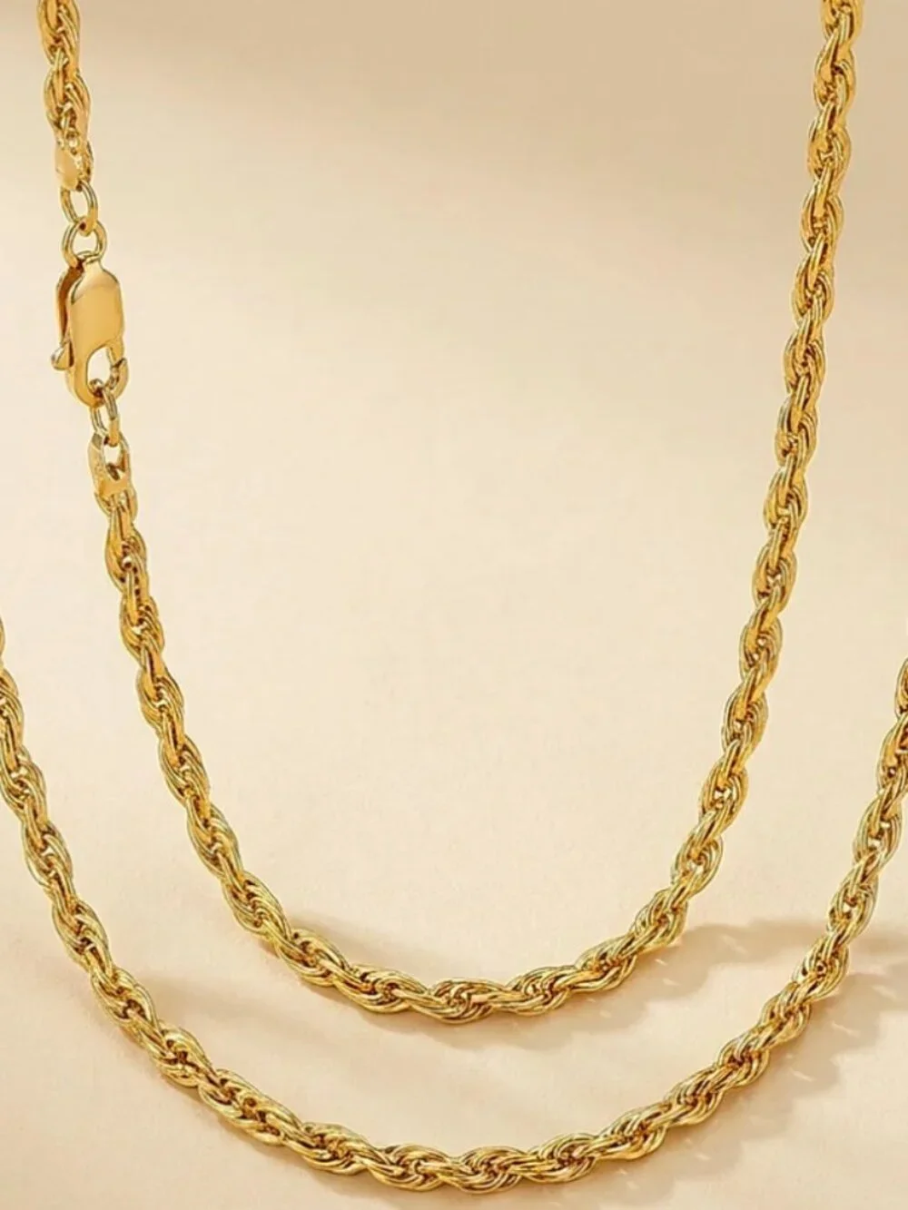 18k Men's Solid Yellow Gold Braided Necklace